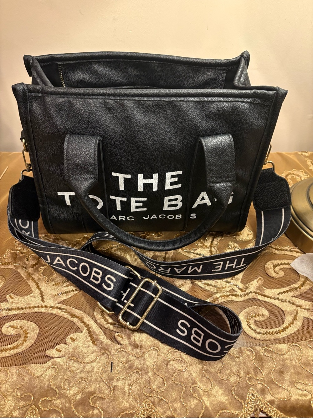 Marc Jacobs Black The Tote Bag with Branded Strap